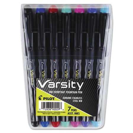 Pilot 1 mm Varsity Fountain Pen Pack, Assorted Ink, 7PK PI472044